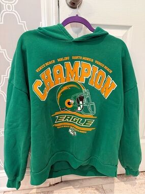Edikted Green Hoodie with Yellow Graphic Champion Eagle